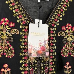 Casual Lite Black Embroidered Top